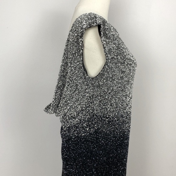 Pamella Roland Silk & Sequin Gunmetal & Black Draped Open Back Dress size 8 - Picture 7 of 16